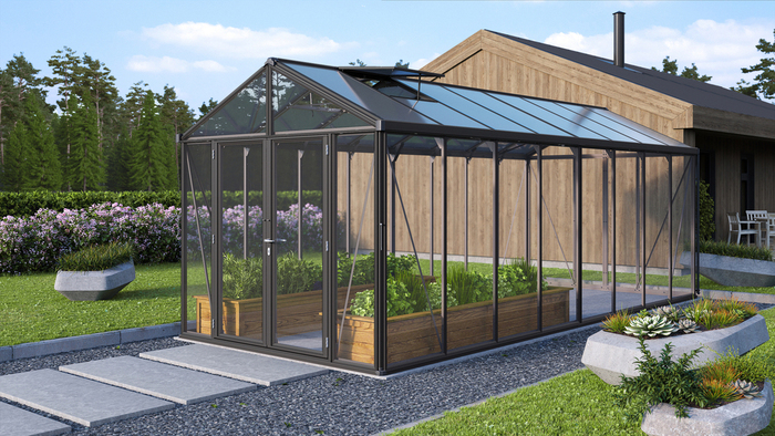 Växthus Poseidon 15700 Svart Glas/Poly 15,7 m² Vitavia